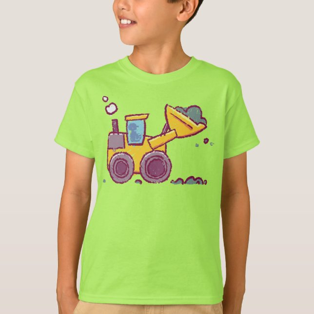 Loader Fordon Teckning - Inspierat av Kids - T Shirt (Framsida)