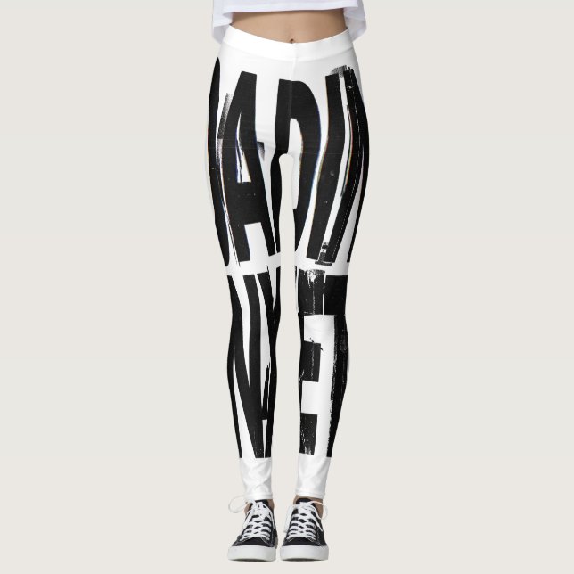 LOADING ÅNGEST | Glitch Brutalist Typografi Desi Leggings (Framsida)