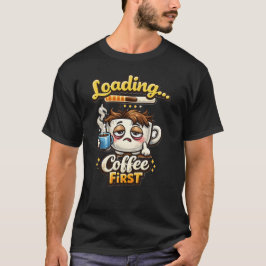 Loading Coffee First Cute Sleepy Coffee Shirt T