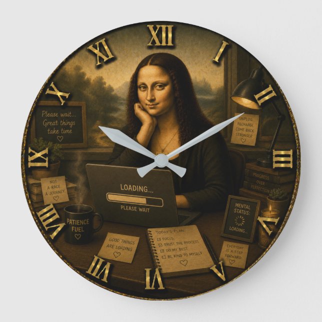 Loading Funny Mona Lisa Gift for Home Office  Stor Klocka (Framsida)