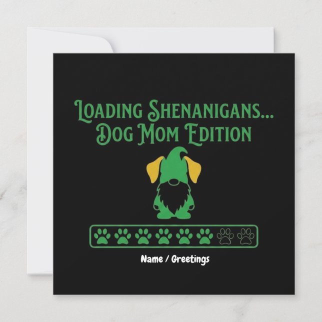 Loading Shenanigans Dog Mom Gnome St Patrick's Day Inbjudningar (Framsida)