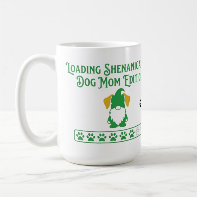Loading Shenanigans Dog Mom Gnome St Patrick's Day Kaffemugg (Vänster)