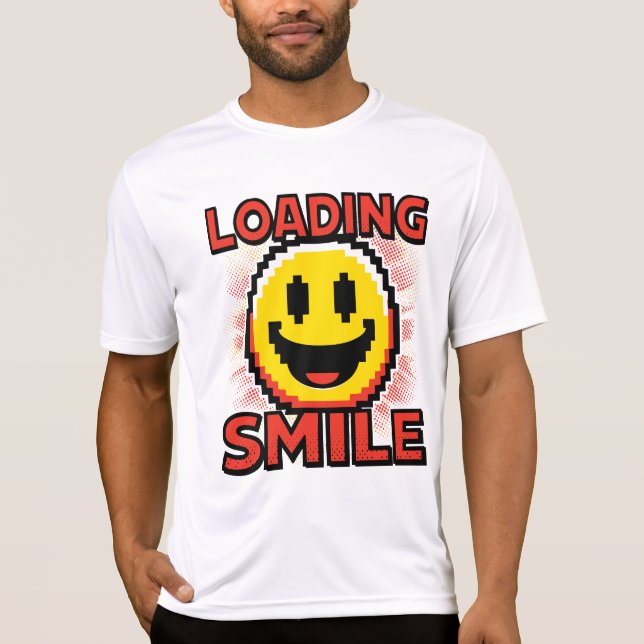Loading Smile – Retro Pixel Art 8-Bit Smiley Face T Shirt (Framsida)
