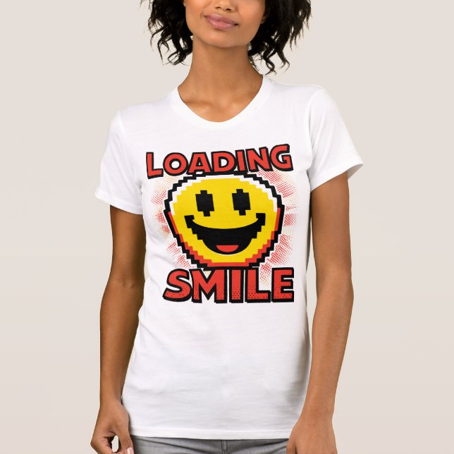 Loading Smile – Retro Pixel Art 8-Bit Smiley Face T Shirt (Framsida)