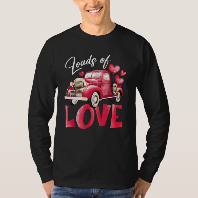 Loads Of Love Heart Red Truck Cute Valentine's Day T Shirt (Framsida)