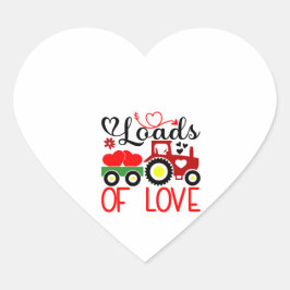 Loads of Love Valentine – Cute Tractor Heart Love  Hjärtformat Klistermärke