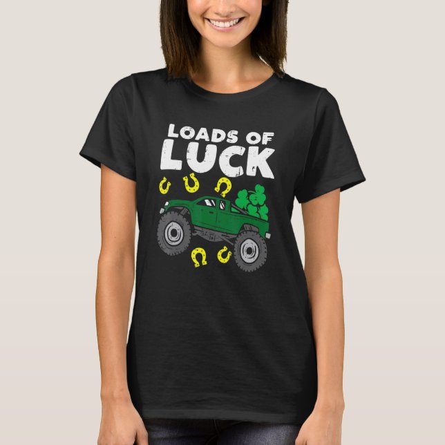 Loads Of Luck Monster Truck Shamrock St Patricks D T Shirt (Framsida)