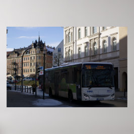 Löbau, Tyskland - Buss i Historic Cityscape Poster