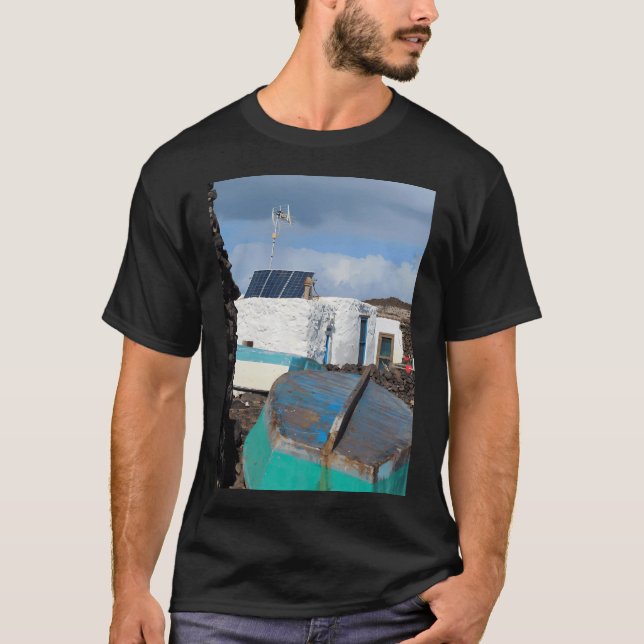 Lobos Island Fiske Stugor Vertikal T Shirt (Framsida)