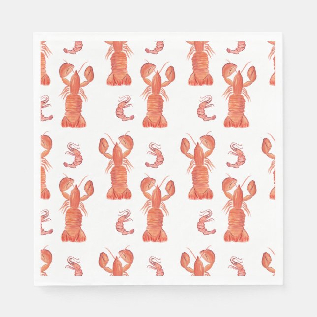 Lobster and Crawfish Pattern Wedding Pappersservett (Framsidan)