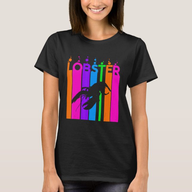 Lobster Animal Rainbow Bubble with Silhouette T Shirt (Framsida)