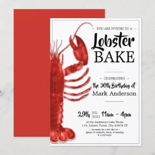 Lobster Bake Themed 30års födelsedag Firande Inbjudningar