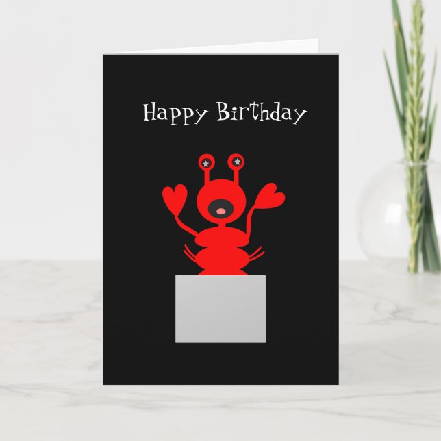 Lobster Birthday Card! Stanna utanför Hetten Vatte Kort (Framsida)