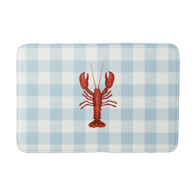Lobster Blue Gingham Check Coastal Badrumsmatta (Framsidan)