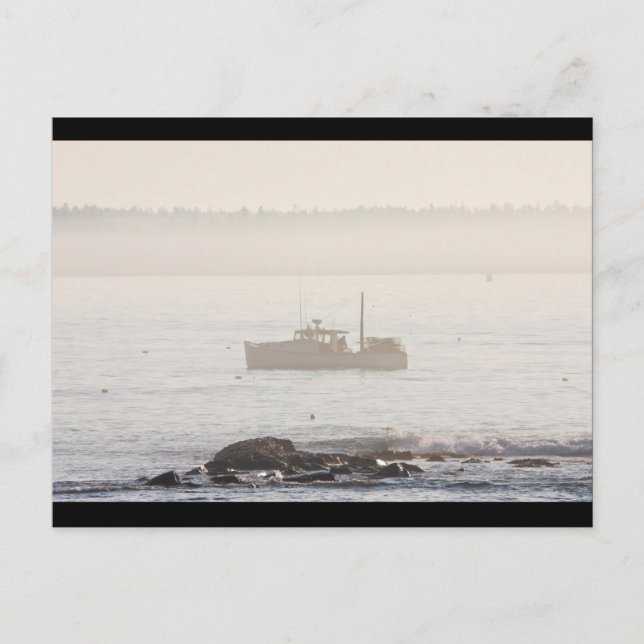 Lobster Boat Off Mount Desert Island Maine Vykort (Framsida)