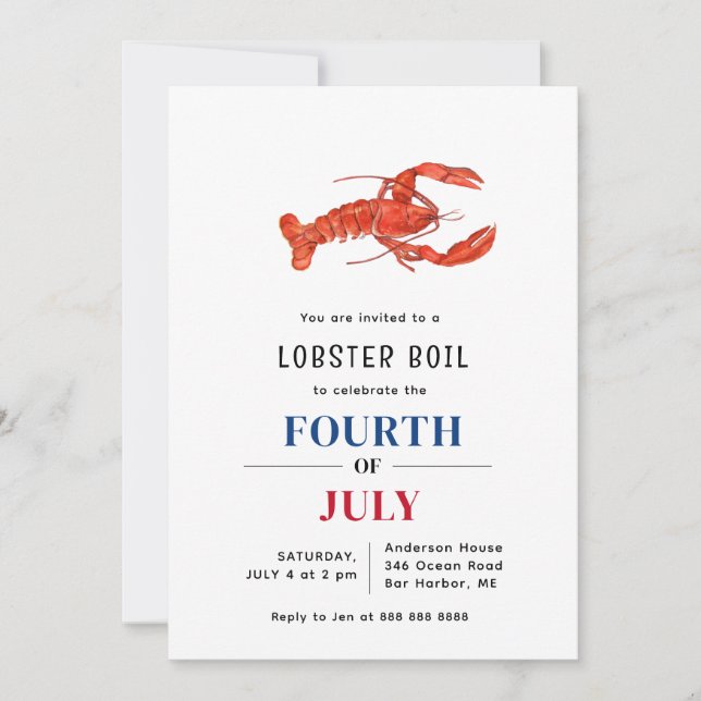 Lobster Boil 4:e juli party Inbjudningar (Framsida)