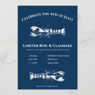 Lobster Boil and Clambake 4:e juli Party Inbjudan