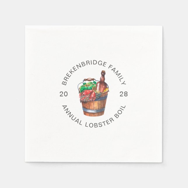 Lobster Boil Årlig Familjesommar Party Pappra Pappersservett (Framsidan)