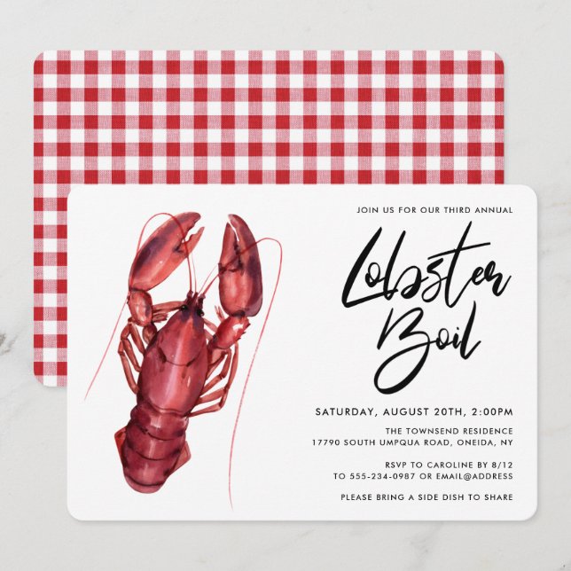 Lobster Boil-inbjudan Inbjudningar (Fram/baksida)