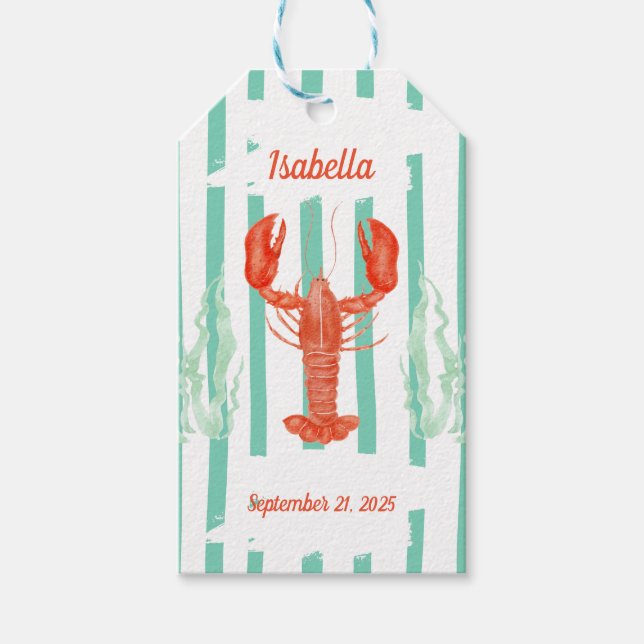 Lobster Boil Party Gift Märkre - Rustic Seafood Fa Presentetikett (Framsidan)