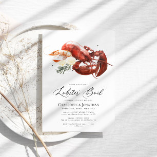 Lobster Boil Watercolor Rehearsal Dinner Inbjudningar