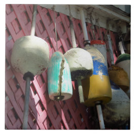 Lobster Buoys on Pink Lattice - Martha's Vineyard Kakelplatta