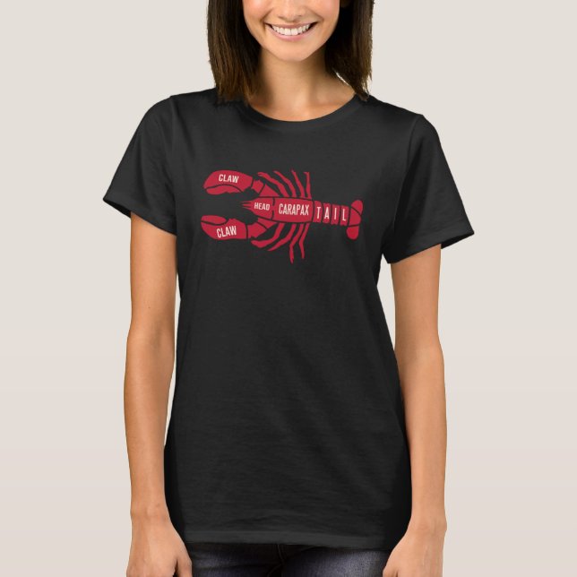 Lobster Butcher Diagram Seafood T Shirt (Framsida)