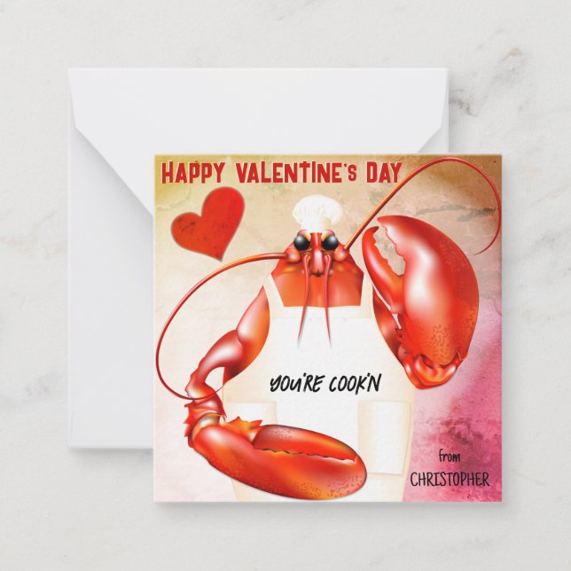 Lobster Chef Cook'n Valentine Anteckningskort (Framsida)