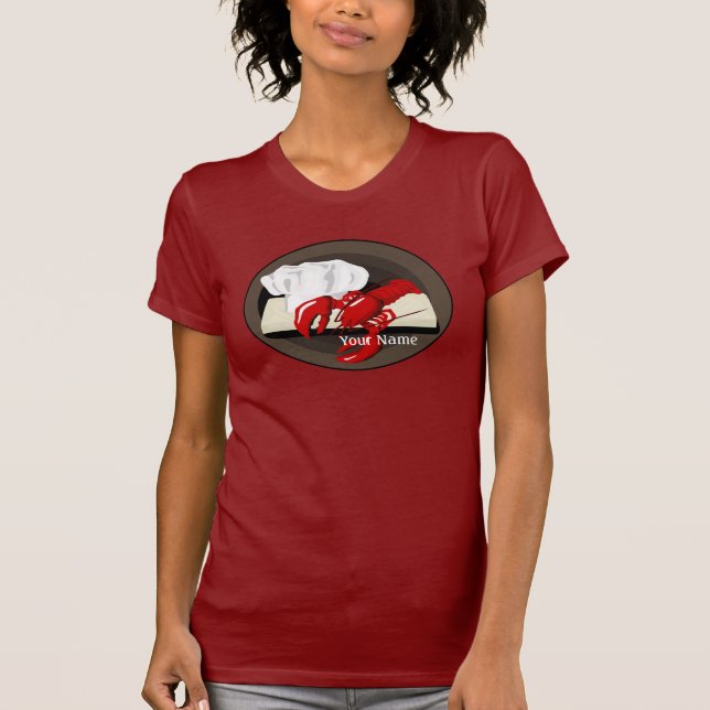 Lobster Chef Template Dam Red T-shirt (Framsida)