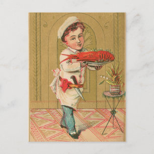 Lobster Chef Vintage Food Ad Art Vykort