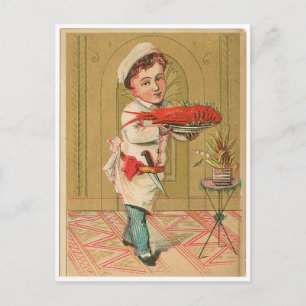 Lobster Chef Vintage Food Ad Art Vykort