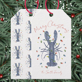 Lobster Christmas Card Presentetikett
