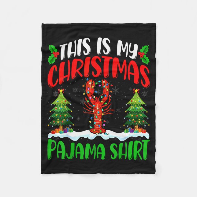 Lobster Christmas Tree Pajama Shirt Lobster Xmas L Fleecefilt (Framsidan)