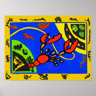 Lobster, Crayfish Abstrakt, Matisse Stil Poster