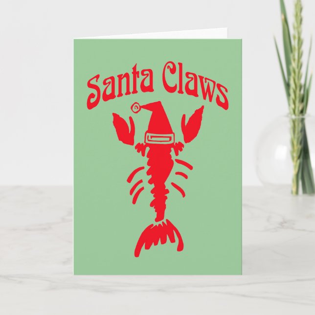Lobster Crayfish Santa Klo Helgkort (Framsida)