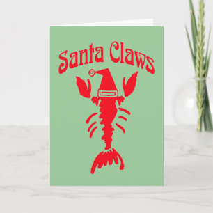 Lobster Crayfish Santa Klo Helgkort