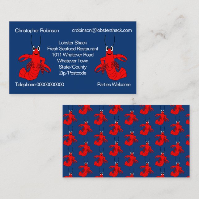 Lobster Design Visitkort (Fram/baksida)