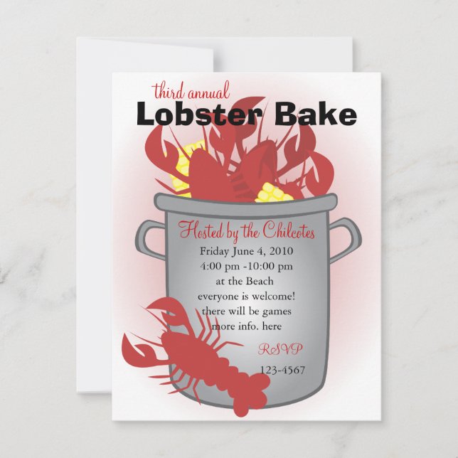 Lobster Dinner Inbjudningar (Framsida)