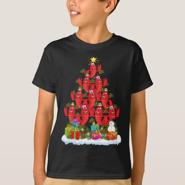 Lobster Fish Julafton Träd Lighting Santa Lobster  T Shirt (Framsida)