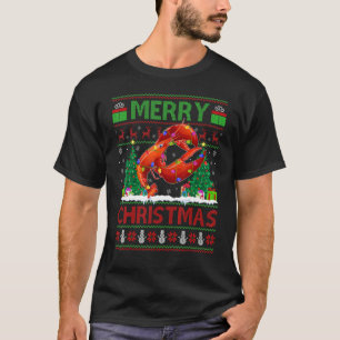 Lobster Fish Julafton Träd Ugly Santa Lobster Kris T Shirt