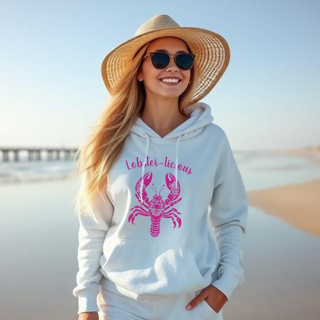 Lobster-Fisherman Core-Hawaiian-Tropical- T Shirt (Lobster-Fisherman Core-Hawaiian-Tropical-Funny Summer Beach hoodie-Pink)