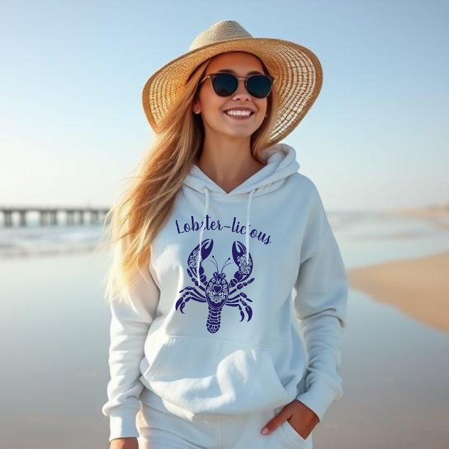 Lobster-Fisherman Core-Hawaiian-Tropical- T Shirt (Lobster-Fisherman Core-Hawaiian-Tropical-Funny Summer Beach hoodie-dark blue)