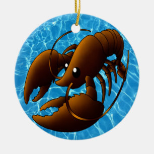 Lobster för Orange av akut Tecknad Julgransprydnad Keramik