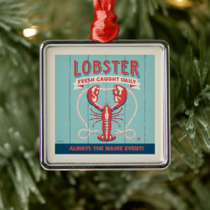 Lobster Fresh Caught Daily Maine Julgransprydnad Metall