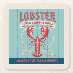 Lobster Fresh Caught Daily Maine Underlägg Papper Kvadrat