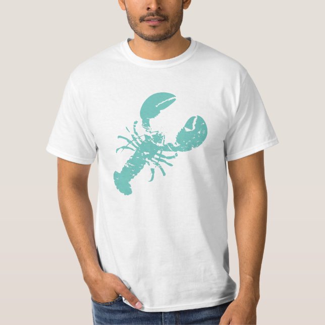 Lobster Grunge Blue Crustacean T Shirt (Framsida)