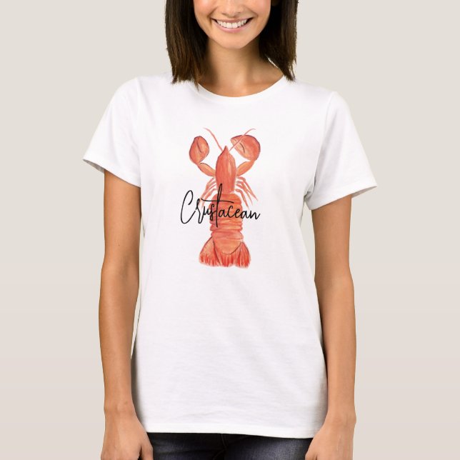 Lobster Hand målade Kräftor Crustacean T Shirt (Framsida)