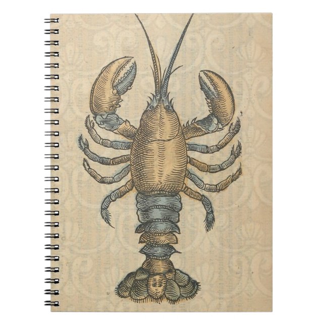 Lobster Illustration Antique Maine Seafood Anteckningsbok (Framsidan)