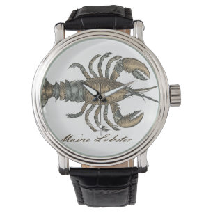 Lobster Illustration Antique Maine Seafood Armbandsur