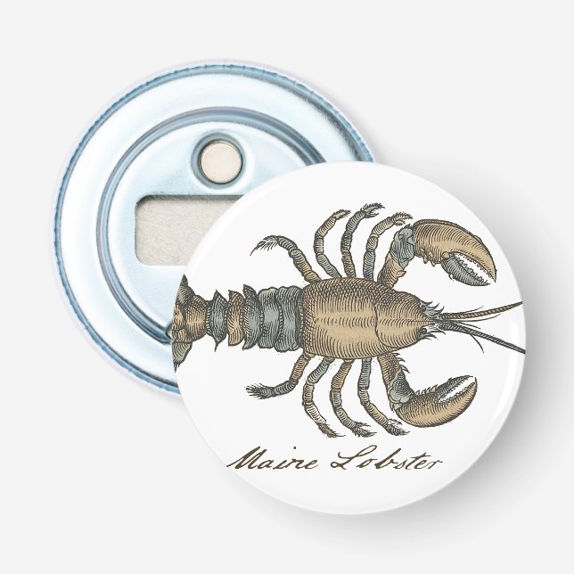 Lobster Illustration Antique Maine Seafood Flasköppnare (Framsidan)